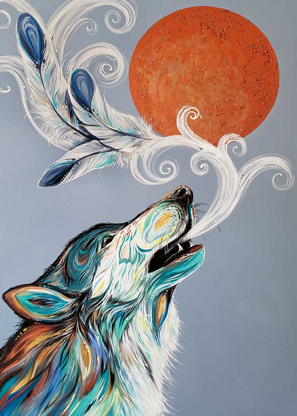 Cree Wolf Call magnet by artist Carla Joseph