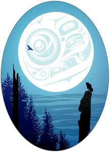 Full Moon Raven sticker by artist Mark Preston