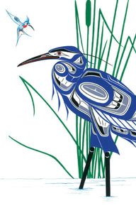 Hummingbird & Blue Heron magnet by artist Richard Shorty